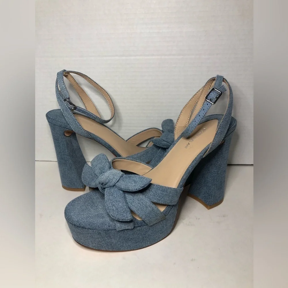 ANTONIO MELANI Denim Blue Platform Sandals NWOT size 9.5